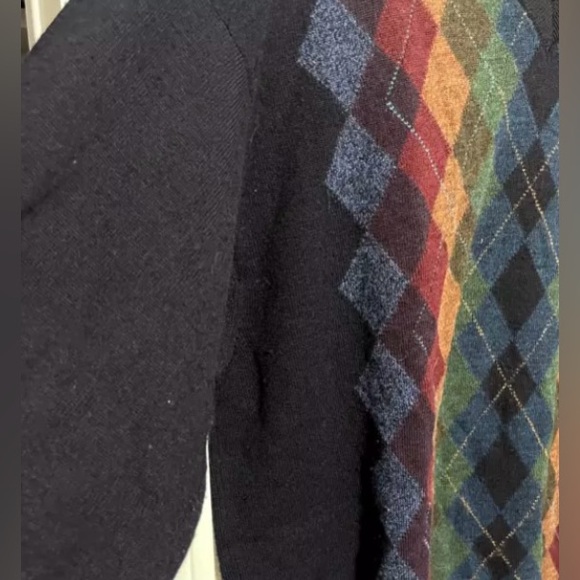 Vintage Tricots St Raphael 100% Merino Wool Knit Sweater / Size L Argyle - Picture 2 of 5